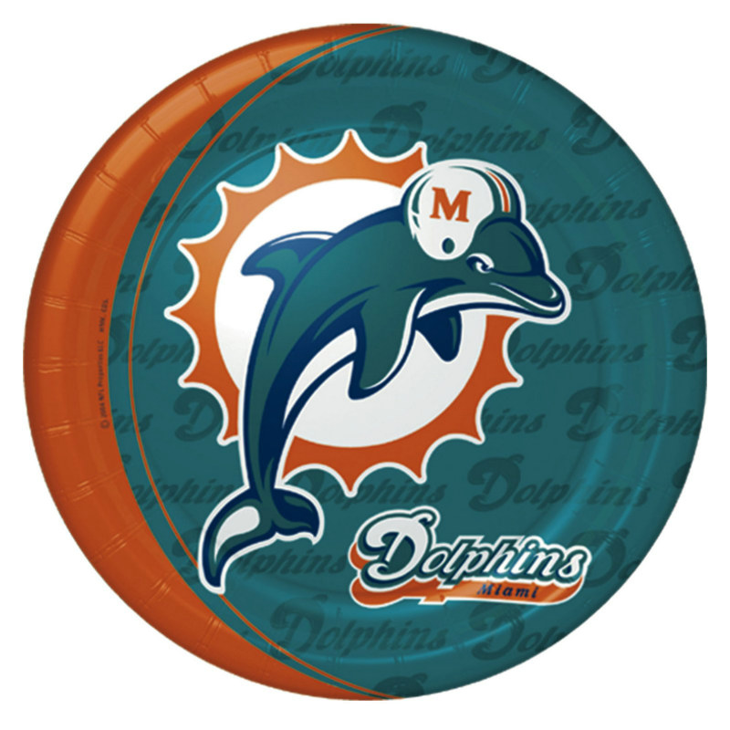 Miami Dolphins Dinner Plates (8 count) - Click Image to Close