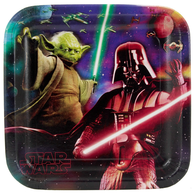 Star Wars 3D Feel the Force Square Dinner Plates (8 count) - Click Image to Close