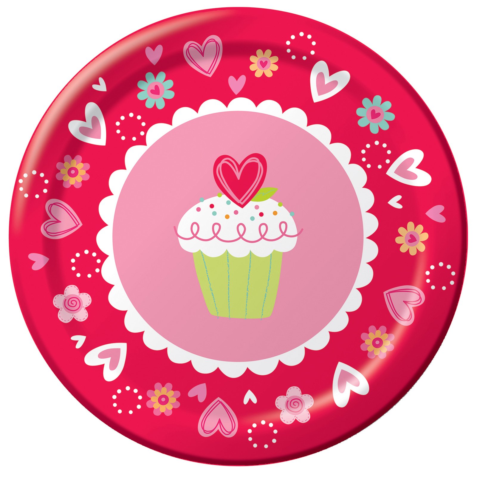 Valentine Cupcake Dinner Plates (8 count) - Click Image to Close