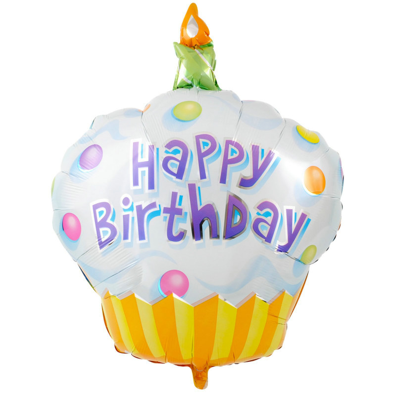 Happy Birthday Yellow Cupcake 30" Jumbo Foil Balloon