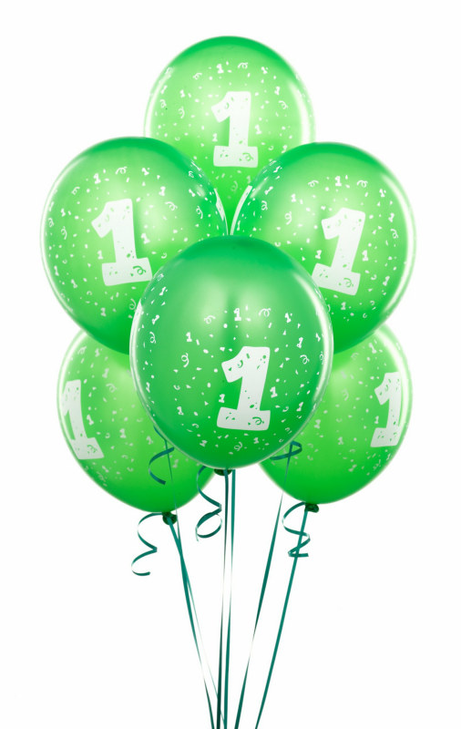 Lime Green #1 Balloons (6 count) - Click Image to Close