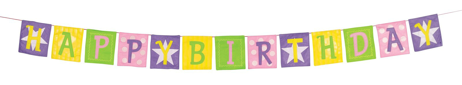 Appliqued Birthday Banner - Pastel Colored - Click Image to Close