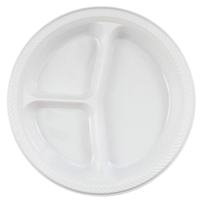 White Divided Dinner Plates (20 count) - Click Image to Close