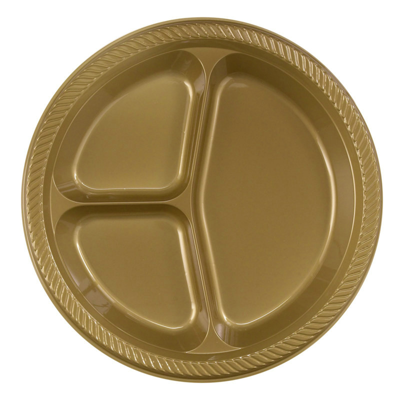 Gold Divided Dinner Plates (20 count) - Click Image to Close
