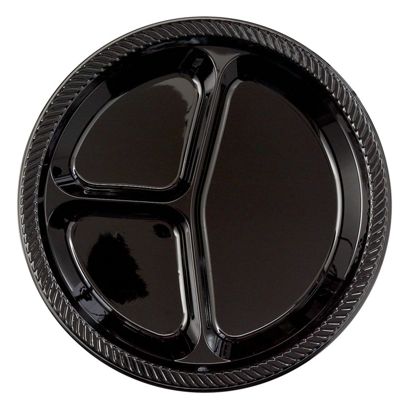 Black Divided Dinner Plates (20 count) - Click Image to Close