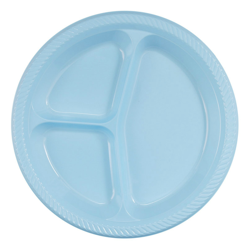 Light Blue Divided Dinner Plates (20 count) - Click Image to Close