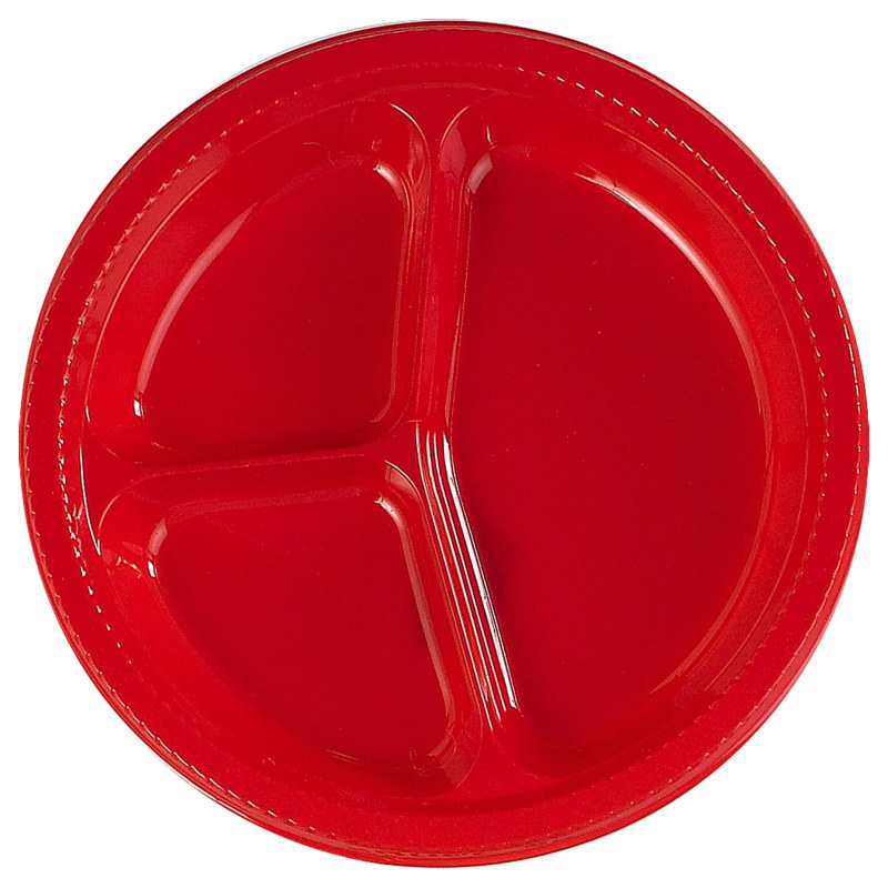 Red Divided Dinner Plates (20 count)