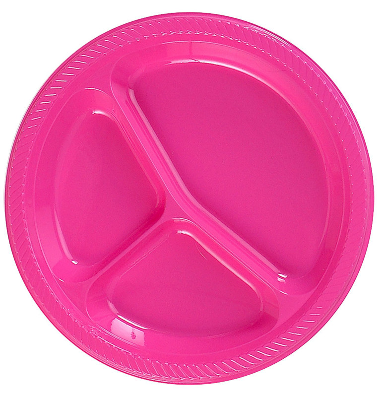 Hot Pink Divided Dinner Plates (20 count) - Click Image to Close