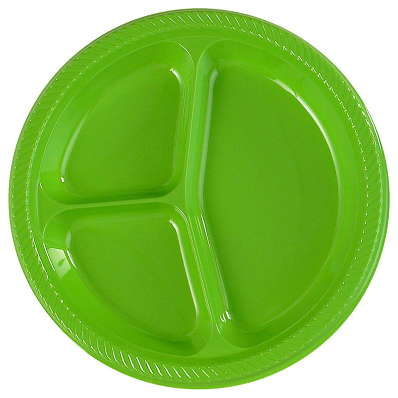 Lime Green Divided Dinner Plates (20 count) - Click Image to Close