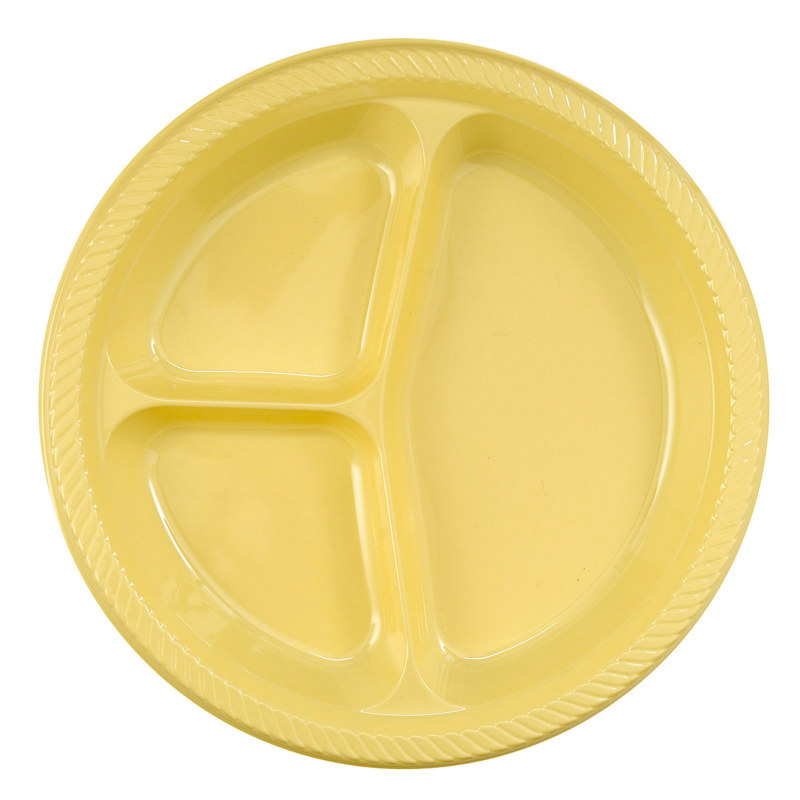 Light Yellow Divided Dinner Plates (20 count) - Click Image to Close