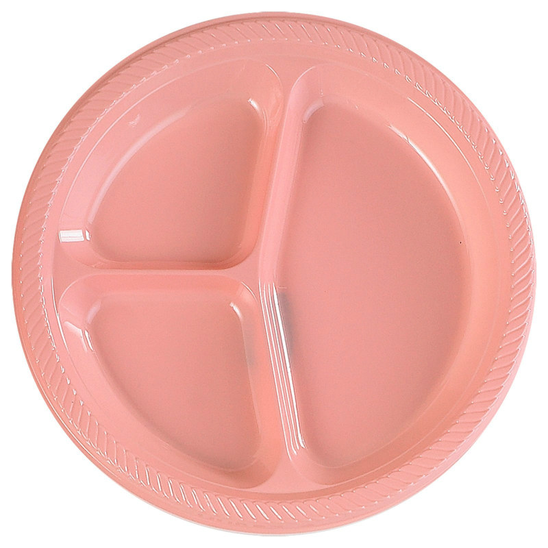Light Pink Divided Dinner Plates (20 count) - Click Image to Close