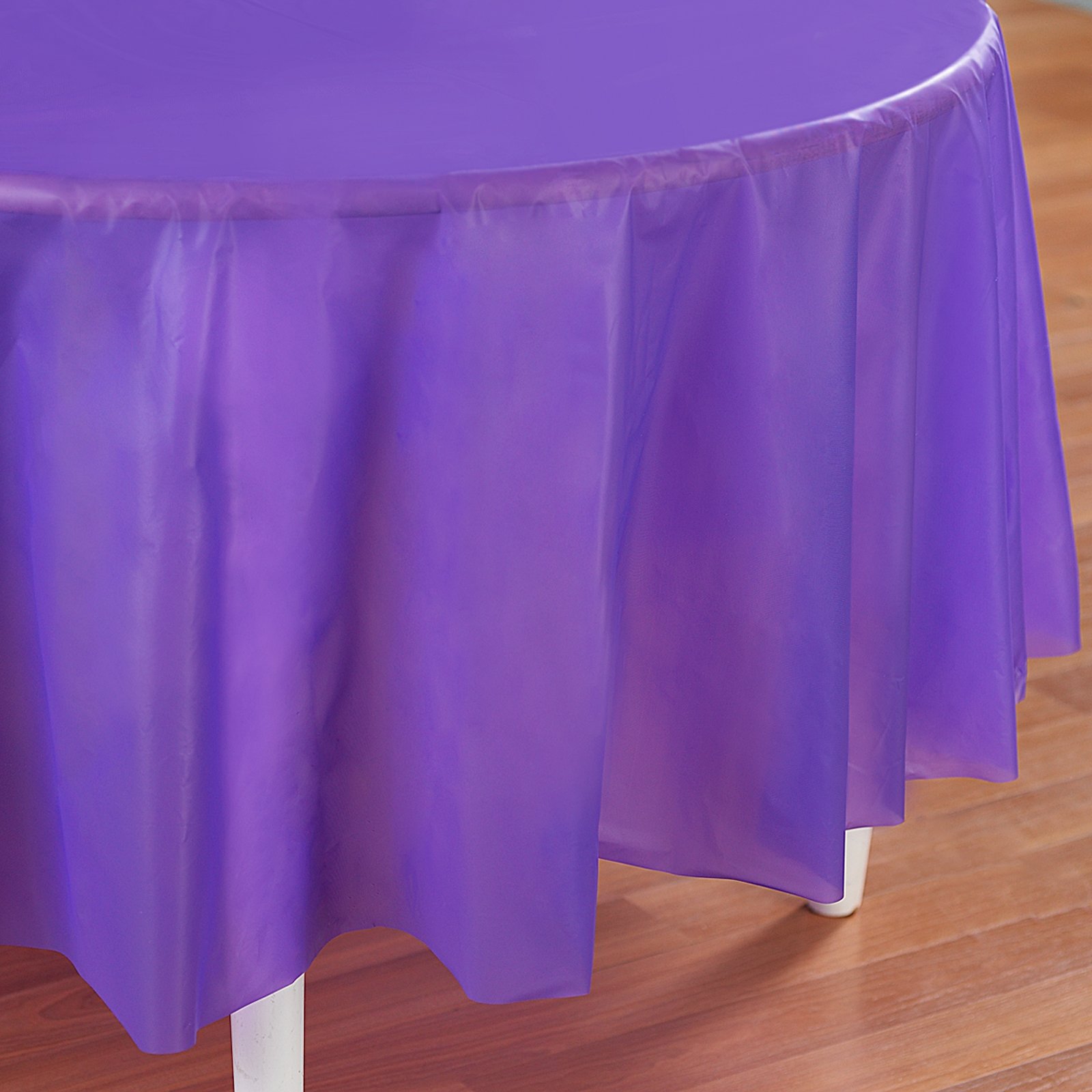 Simply Purple 84" Round Plastic Tablecover - Click Image to Close