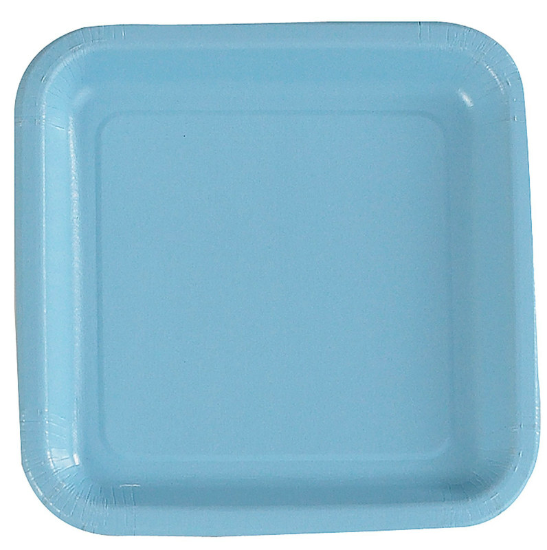 Light Blue Square Dessert Plates (12 count) - Click Image to Close