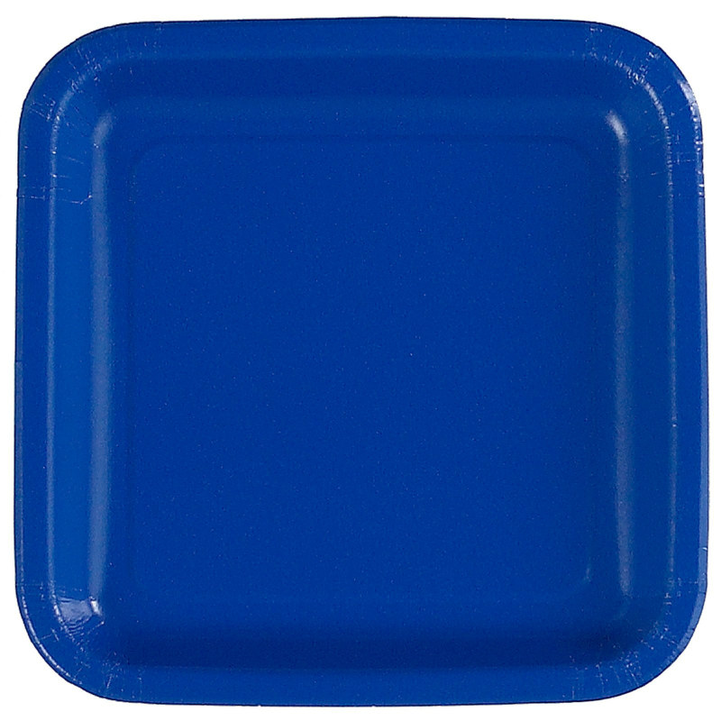 Royal Blue Square Dessert Plates (12 count) - Click Image to Close