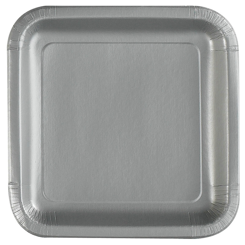 Silver Square Dinner Plates (12 count) - Click Image to Close