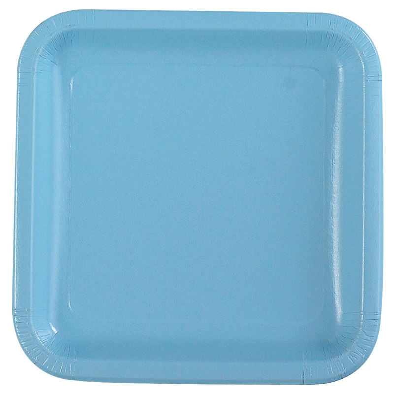 Light Blue Square Dinner Plates (12 count)