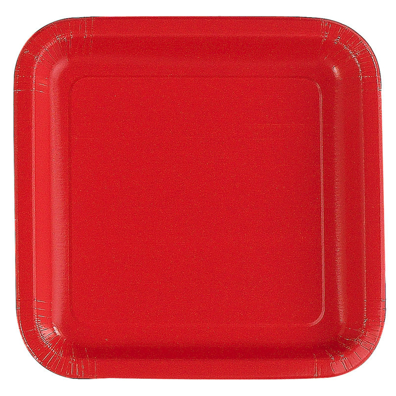 Red Square Dinner Plates (12 count) - Click Image to Close