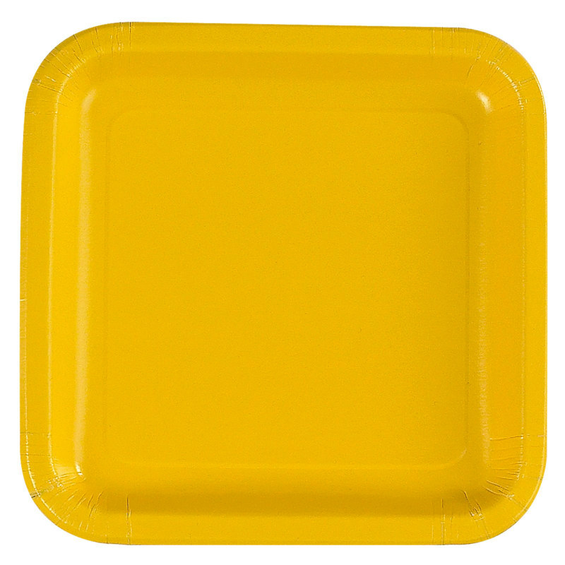 Yellow Square Dinner Plates (12 count) - Click Image to Close