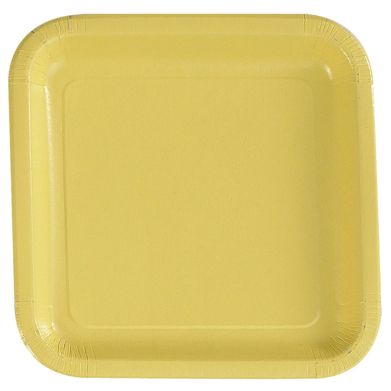 Light Yellow Square Dinner Plates (12 count) - Click Image to Close