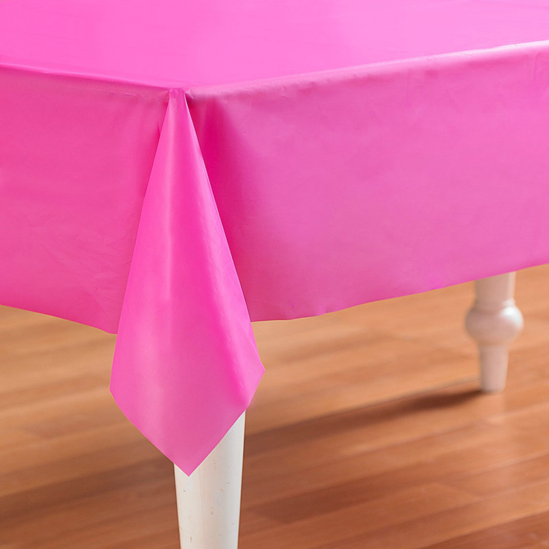 Hot Pink Plastic Tablecover 54" x 108" - Click Image to Close