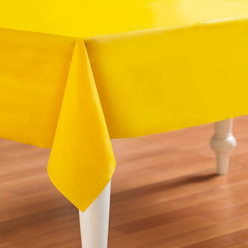 Yellow 54" x 108" Plastic Tablecover - Click Image to Close