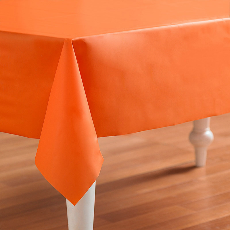 Orange Plastic 54" x 108" Tablecover - Click Image to Close