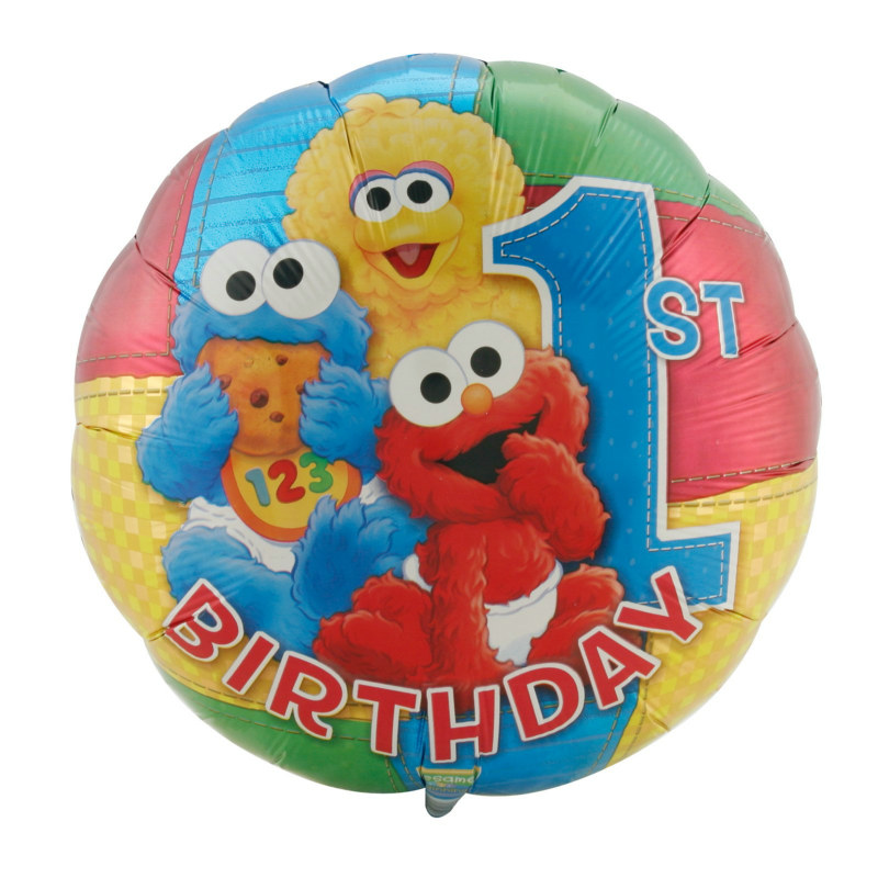 Sesame Street 1st Birthday 18" Foil Balloon - Click Image to Close