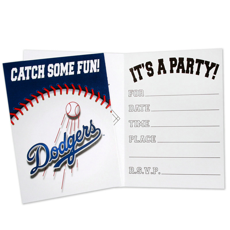 Los Angeles Dodgers Invitations (8 count) - Click Image to Close