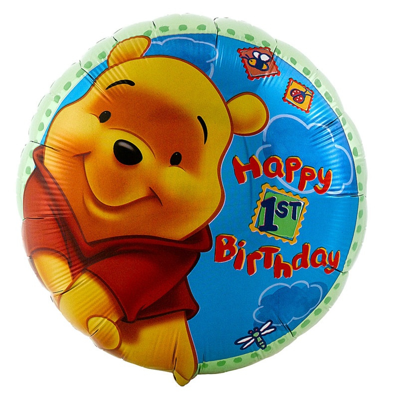 Pooh's 1st Balloon 18" Foil Balloon - Click Image to Close