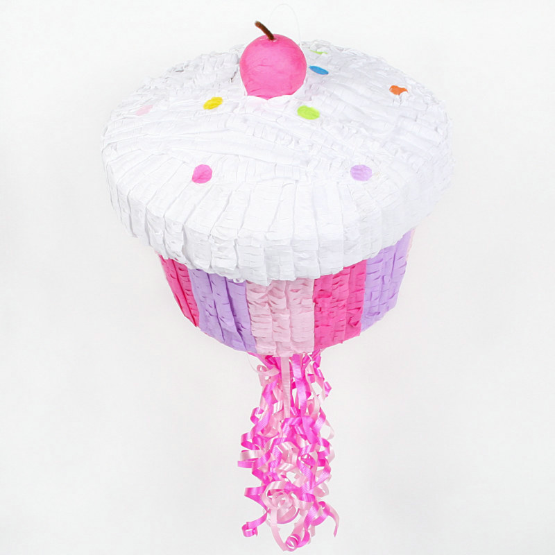 Pink Cupcake 13" Pull-String Pinata - Click Image to Close