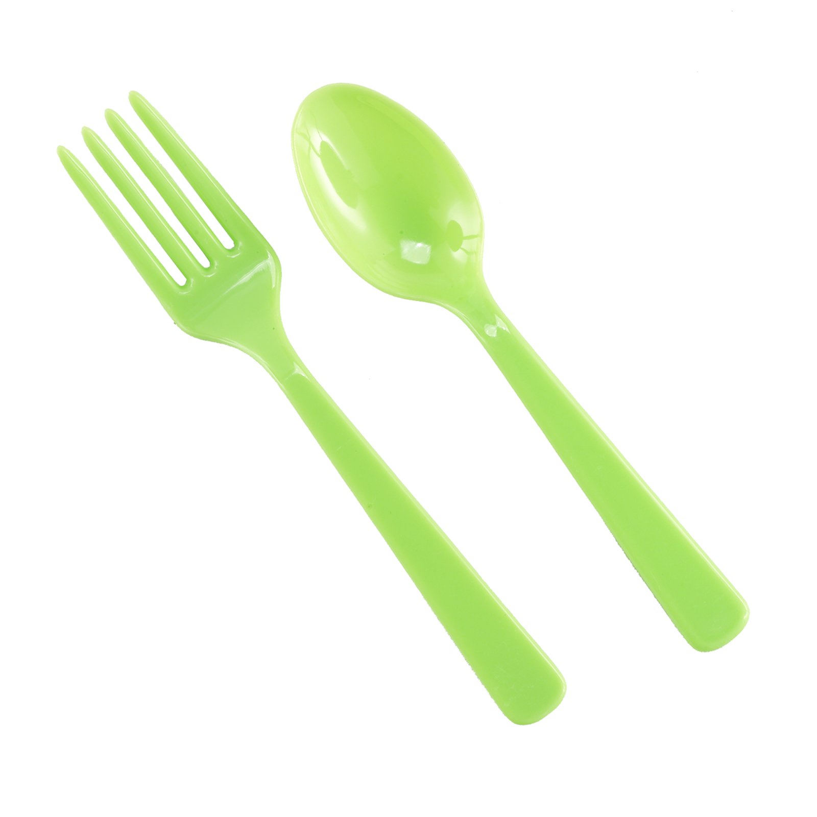 Forks & Spoons - Lime Green (8 each) - Click Image to Close