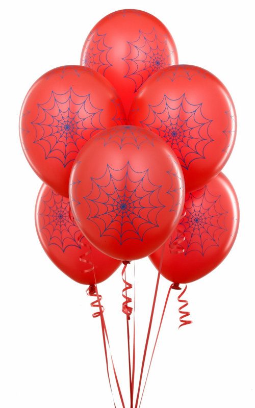 Red Balloons with Spiderwebs (6 count)