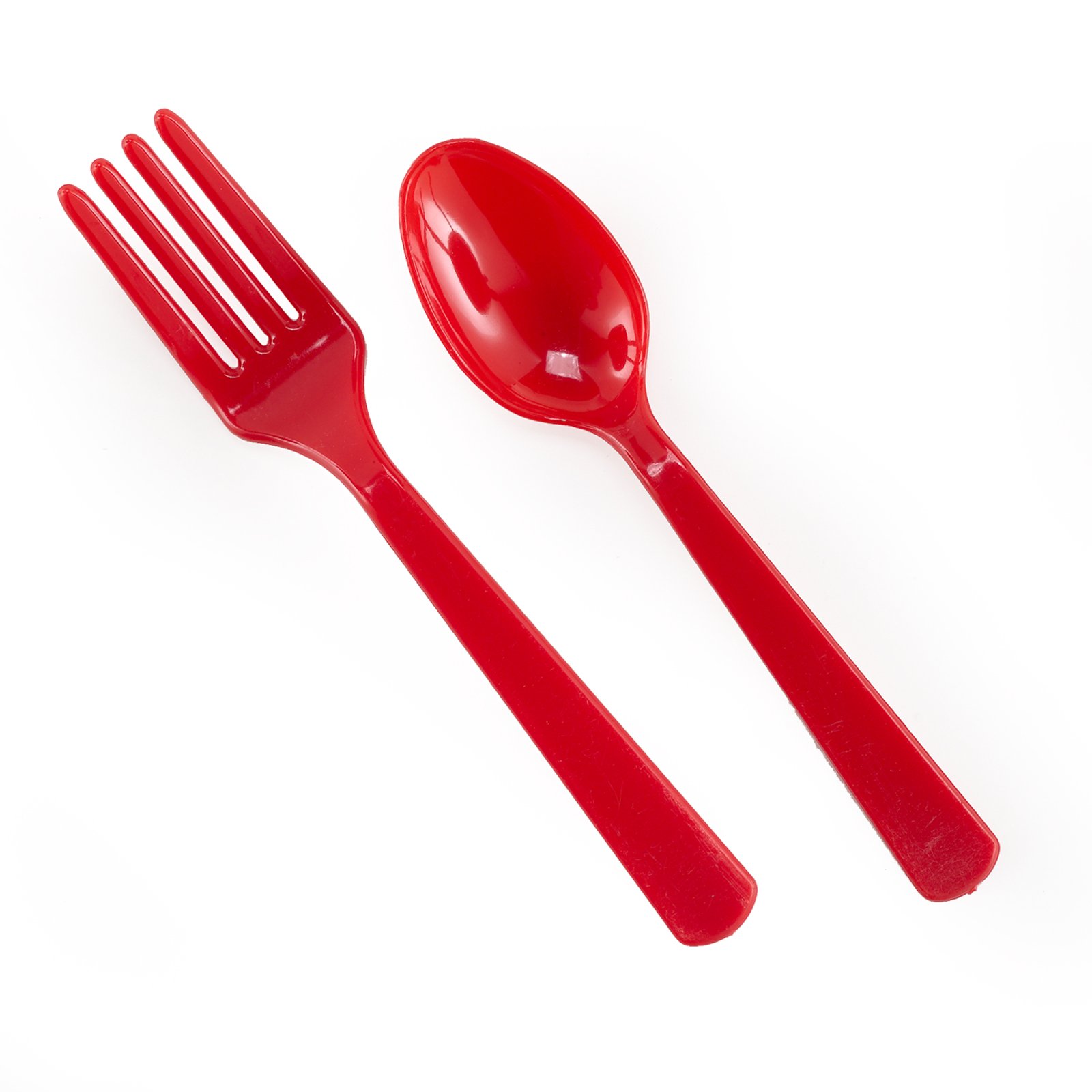 Red Forks and Spoons (8 each) - Click Image to Close
