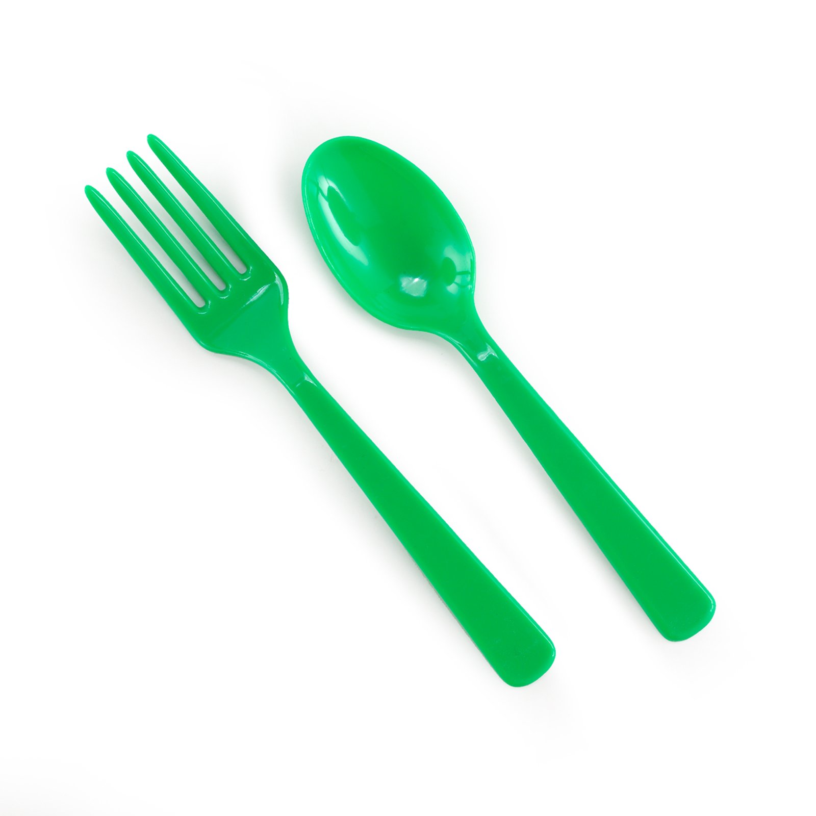 Forks & Spoons - Green (8 each) - Click Image to Close