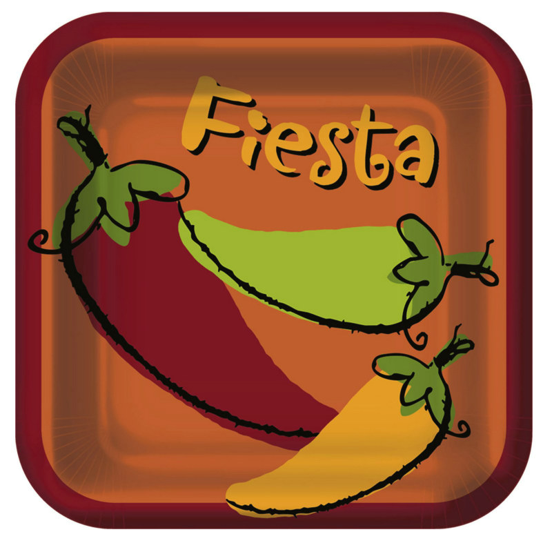 Fiesta Peppers Square Dinner Plates (8 count) - Click Image to Close