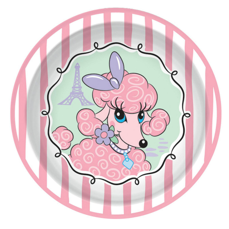 Pink Poodle Dessert Plates (8 count) - Click Image to Close