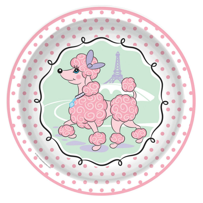 Pink Poodle Dinner Plates (8 count)