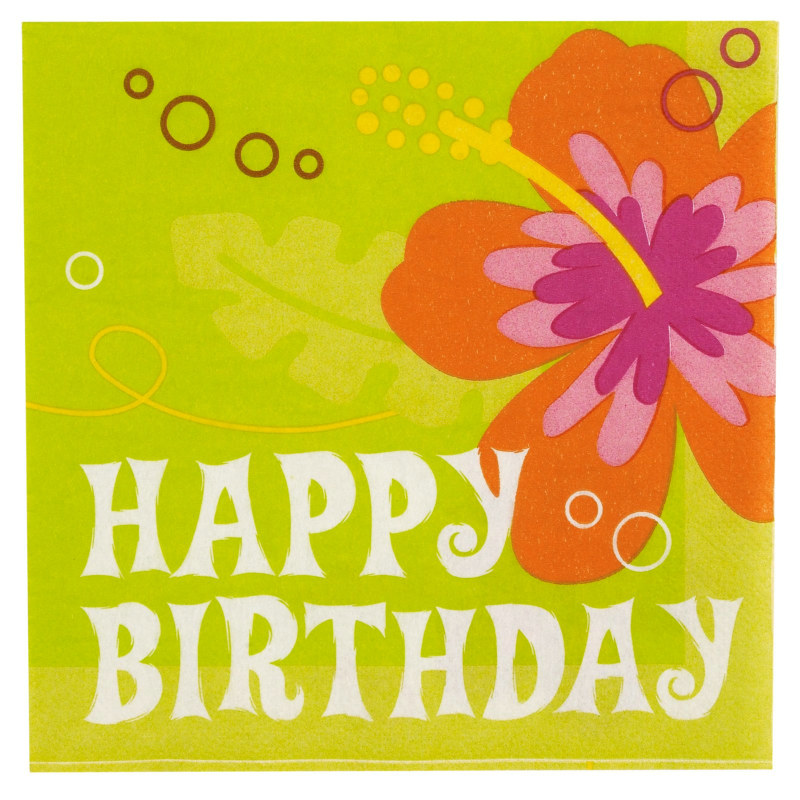 Aloha Birthday Lunch Napkins (16 count) - Click Image to Close