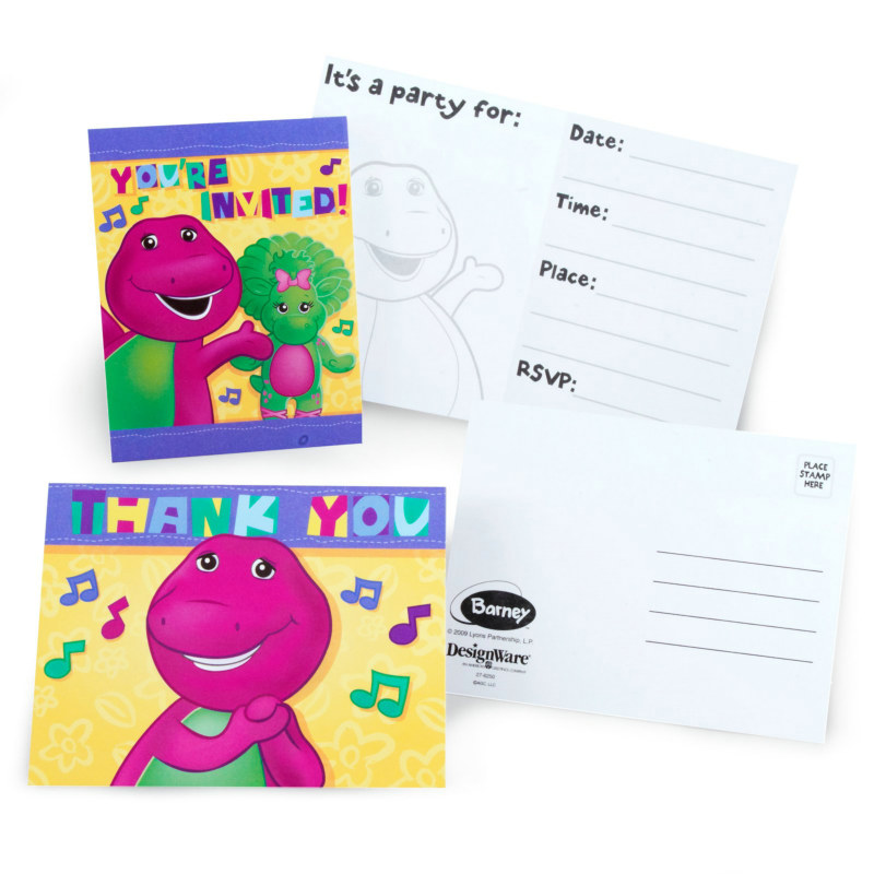 Barney Invitations and Thank-You Notes (8 each)