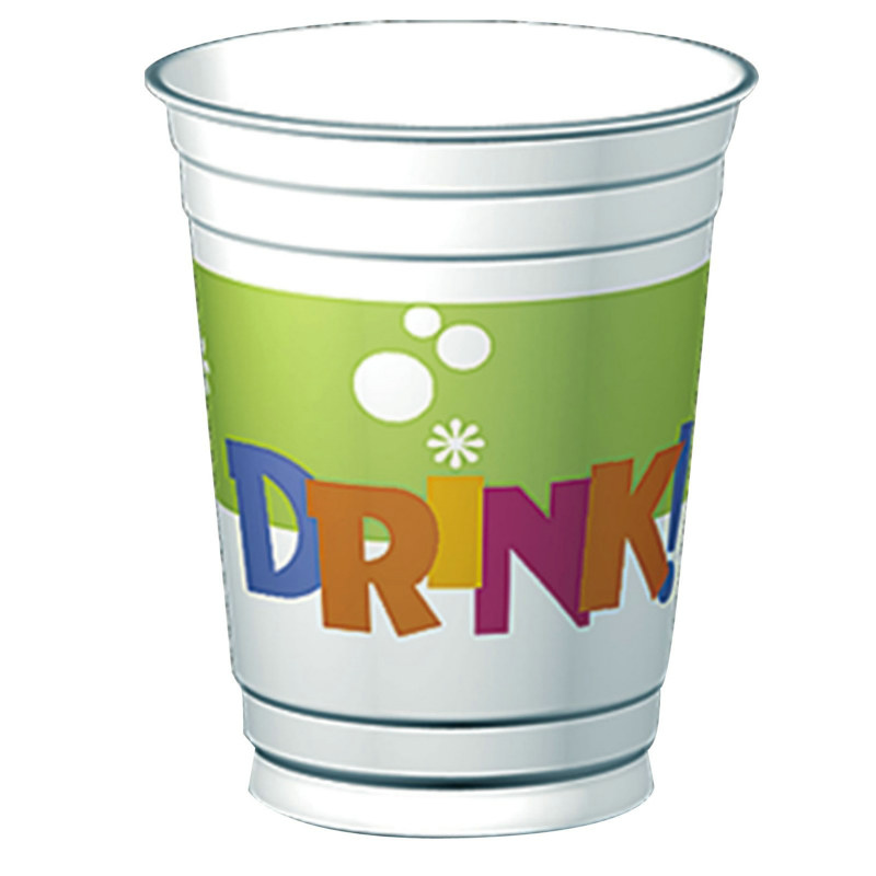 Eat, Drink and Party 14 oz. Plastic Cups (8 count) - Click Image to Close