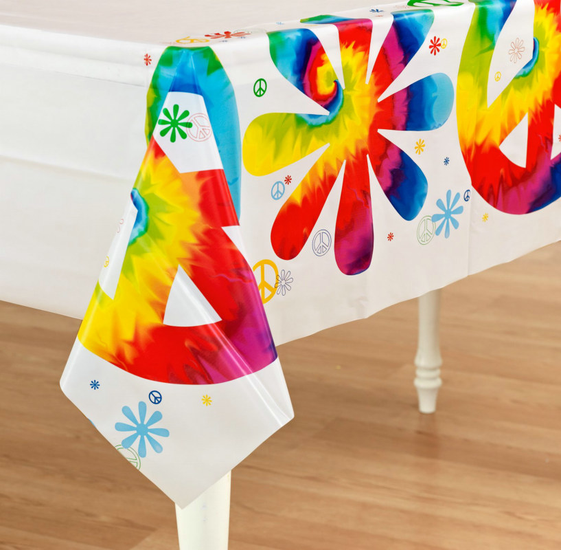 Tie Dye Fun Plastic Tablecover - Click Image to Close