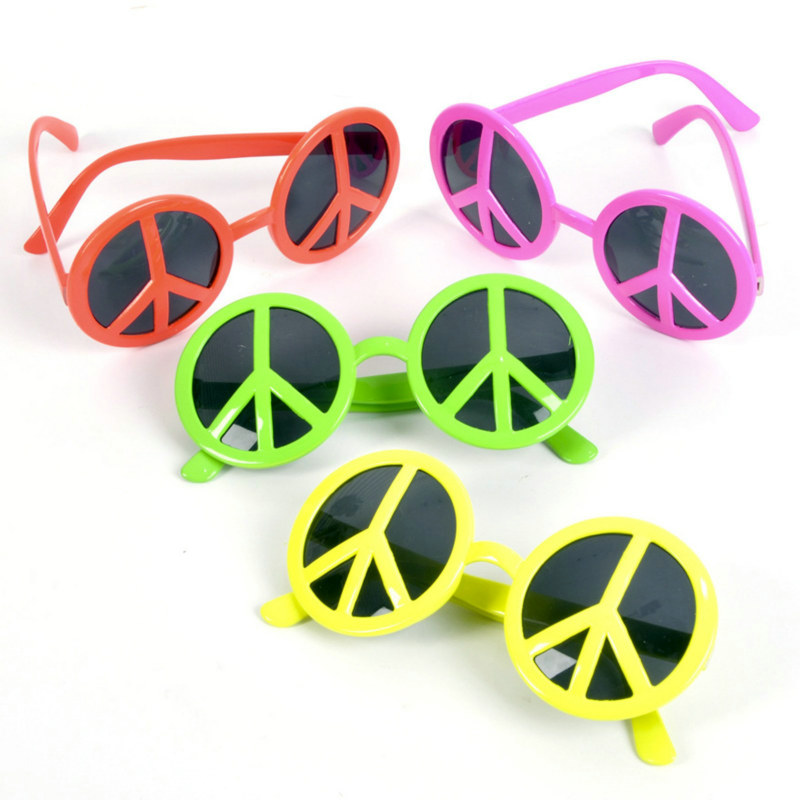 Neon Peace Sign Sunglasses Asst. (1 count) - Click Image to Close