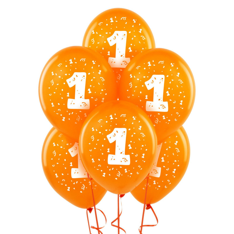 #1 Orange 11" Matte Balloons (6 count) - Click Image to Close