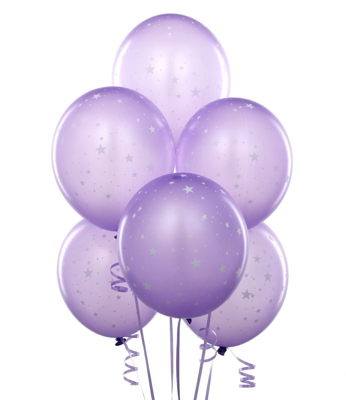 Lavender with Stars 11" Matte Balloons (6 count) - Click Image to Close