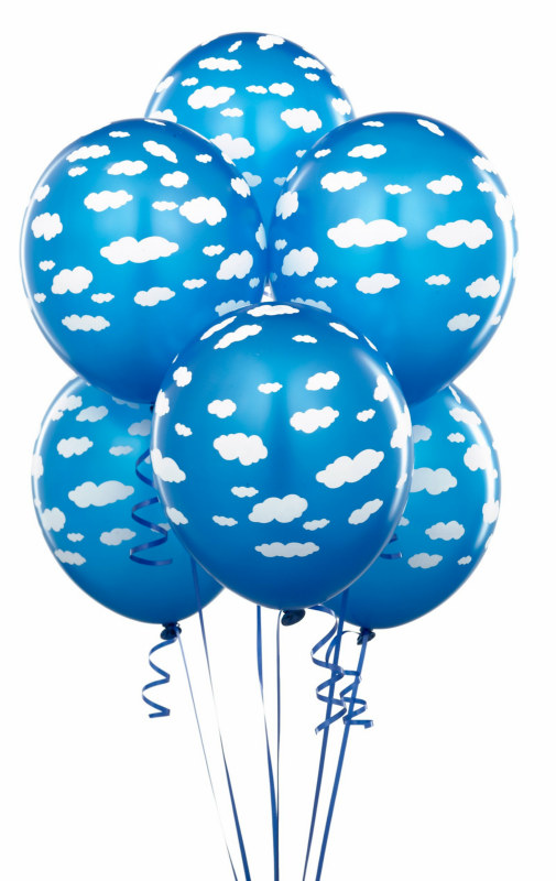 Mid Blue with Clouds 11" Matte Balloons (6 count) - Click Image to Close