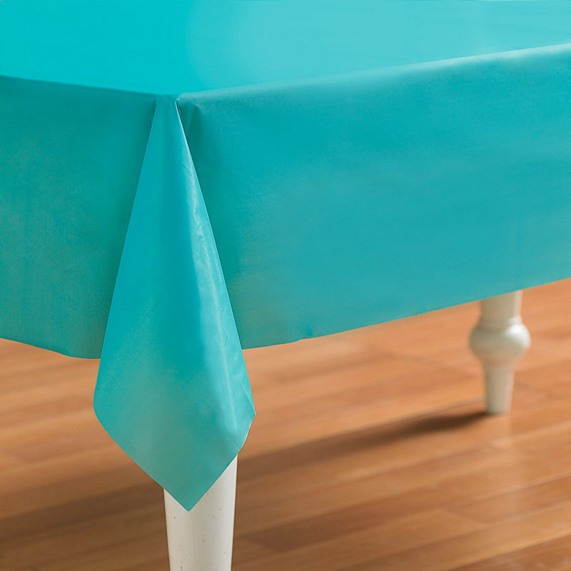 Turquoise Plastic Tablecover - Click Image to Close