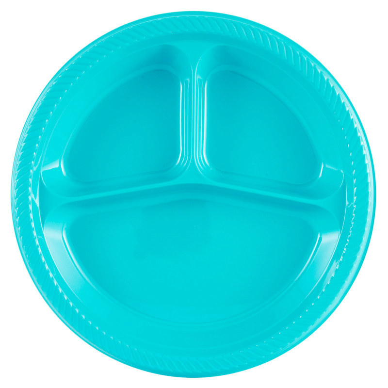 Turquoise Divided Dinner Plates (20 count) - Click Image to Close