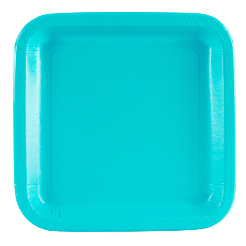Turquoise Square Dinner Plates (12 count) - Click Image to Close