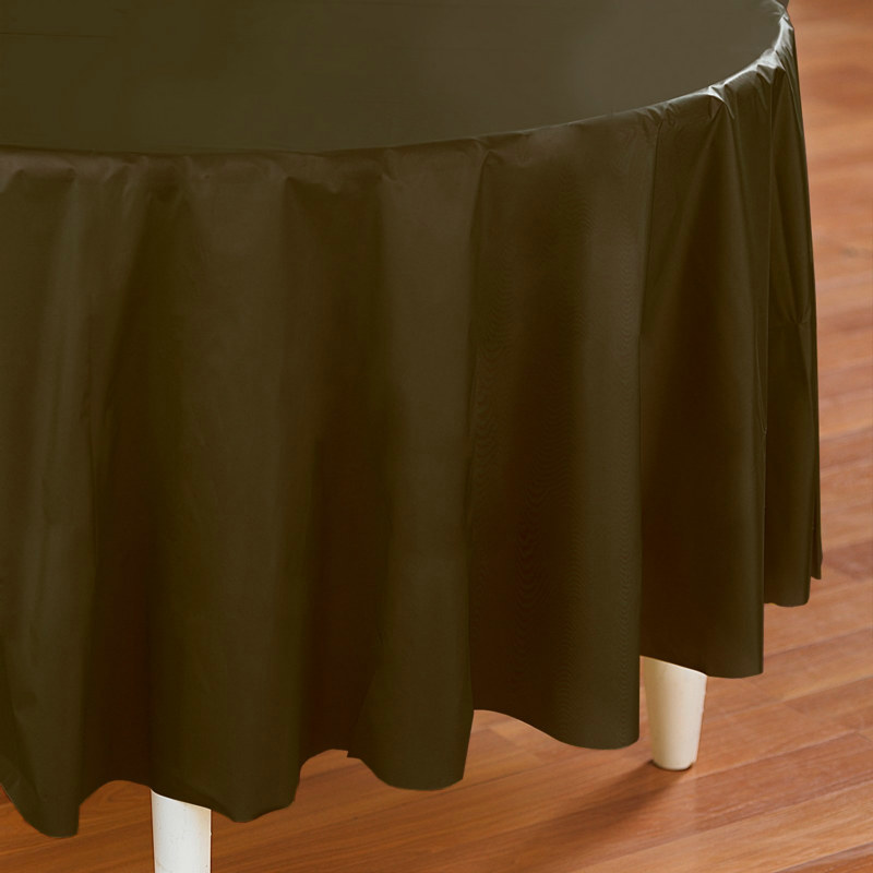 Brown Round Plastic Tablecover - Click Image to Close