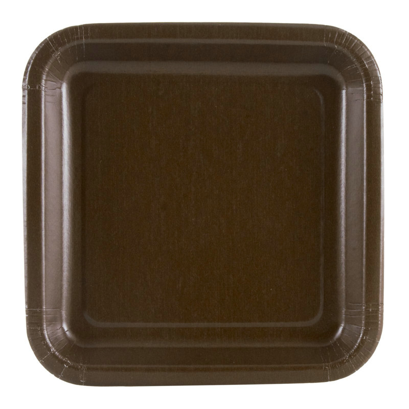 Brown Square Dessert Plates (12 count) - Click Image to Close